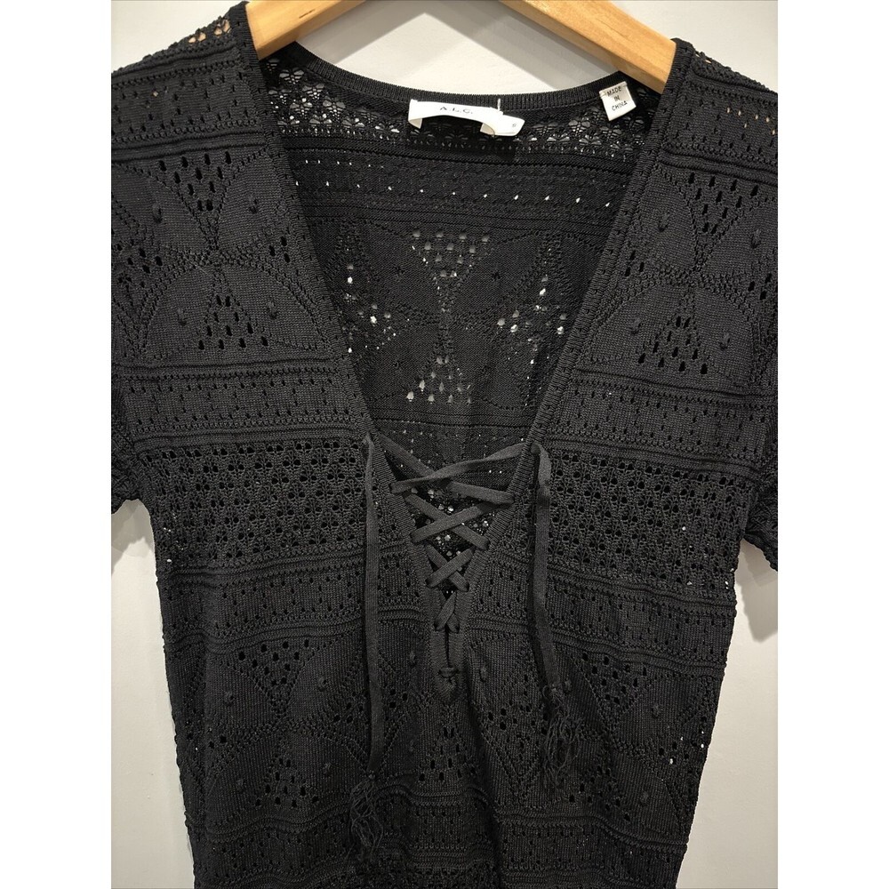 ALC black Sheer Knit Dress Size S - Picture 2 of 7